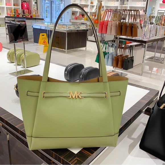 Michael Kors Mercer Large Green Pebbled Leather Convertible Tote Shoulder  Bag